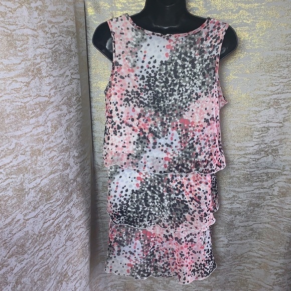 H&M Collection Pink/Grey Asymmetrical Polka Dot Layered Mini Dress Size M - Picture 6 of 11